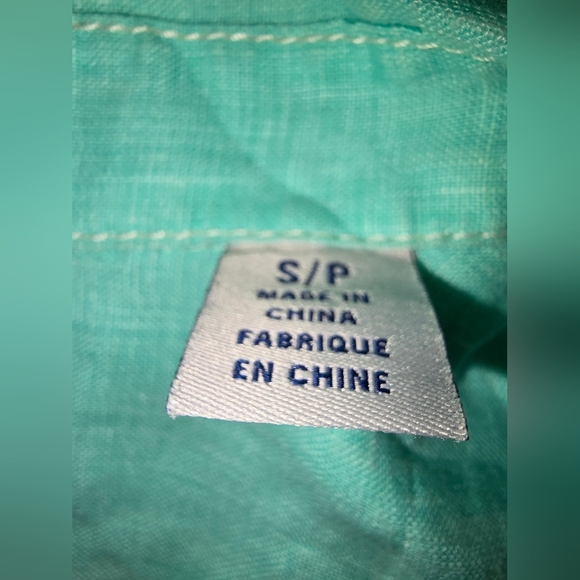 Tommy Bahama Womens 100% Linen Long Sleeve Blouse Small Green Button Up Collared - Picture 9 of 11